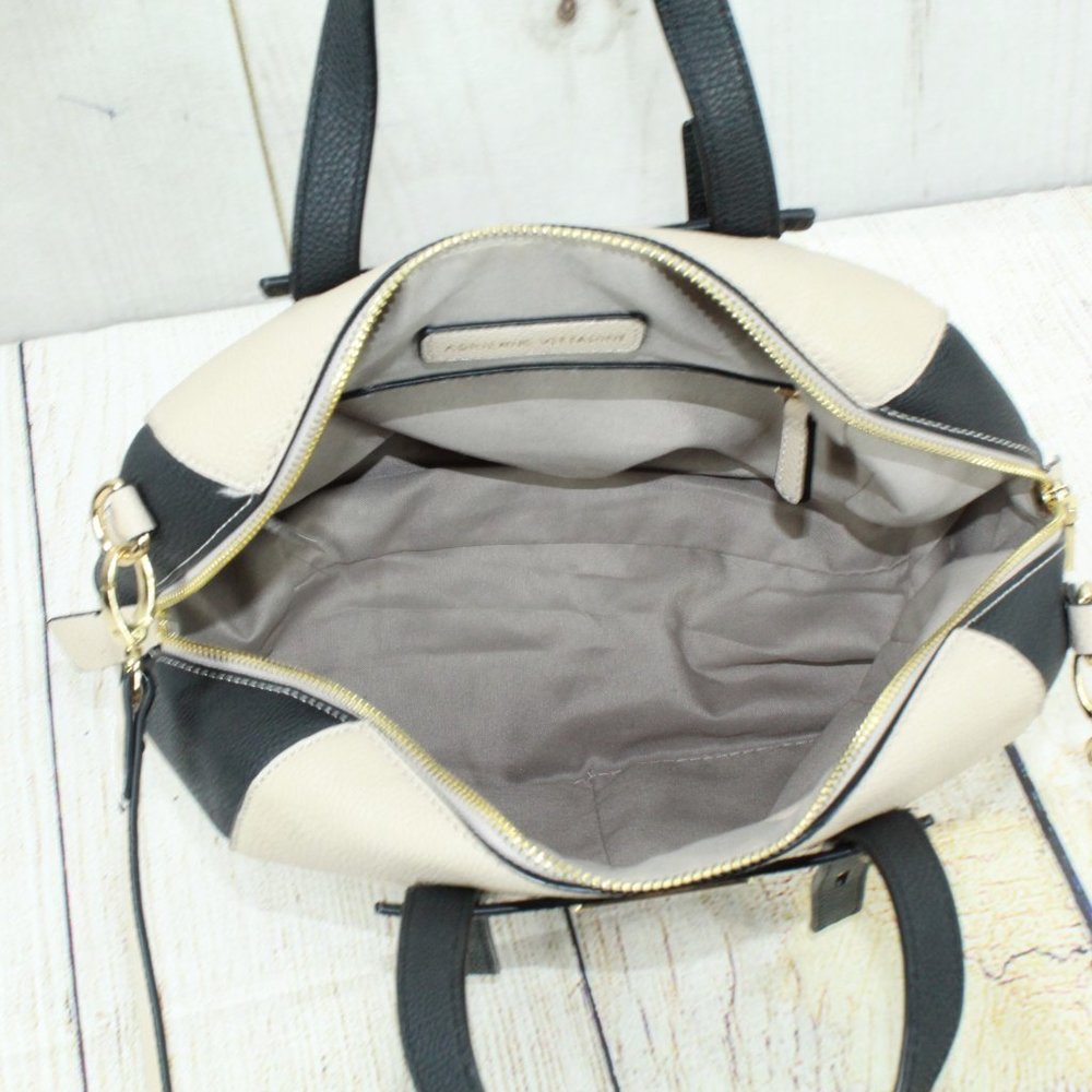 Adrienne Vittadini White Pebbled Leather Studded Lined Crossbody Tote Handbag - Picture 7 of 11
